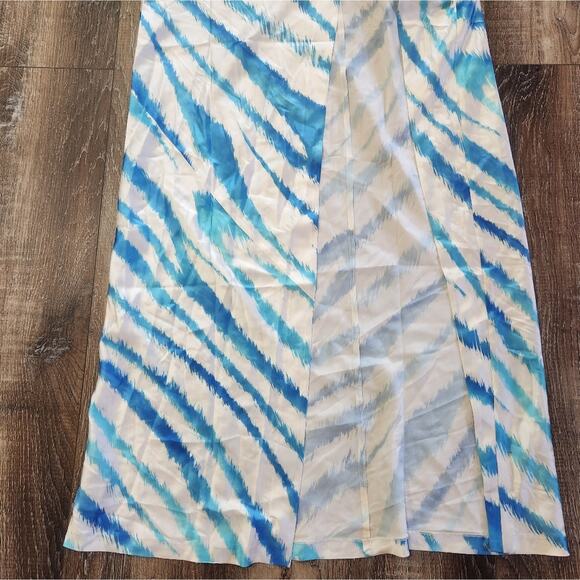 Retrofete Amika Dress in Blue Zebra Size Medium NWT Maxi Silk Low Back - Picture 5 of 13
